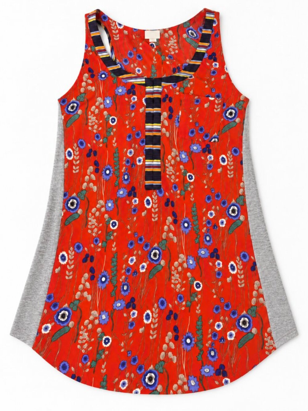 Anthropologie Tiny Zuma Tunic S Red Floral Mixed Media Racerback Tank